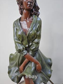 Porcelain Statue Large Figurine Vintage Antique Ceramic Woman Rare Lady Tall