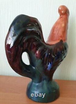Porcelain figurine a decanter Rooster Majolica Vasilkovsky 1960s