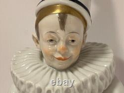 Porcelain figurine clown art deco Germany Volkstedt. Artist signed. 14 high