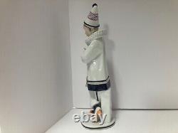 Porcelain figurine clown art deco Germany Volkstedt. Artist signed. 14 high