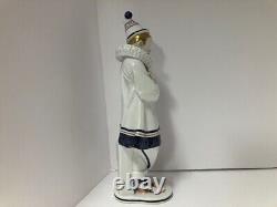 Porcelain figurine clown art deco Germany Volkstedt. Artist signed. 14 high