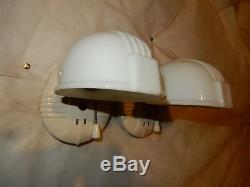 Pr. Art Deco Bathroom Porcelain and Milk Glass Wall Sconce-3 Pr. Avail