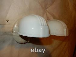 Pr. Art Deco Bathroom Porcelain and Milk Glass Wall Sconce-3 Pr. Avail