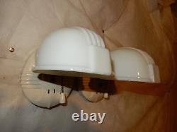 Pr. Art Deco Bathroom Porcelain and Milk Glass Wall Sconce-3 Pr. Avail