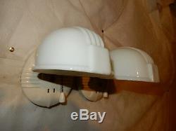 Pr. Art Deco Bathroom Porcelain and Milk Glass Wall Sconce-3 Pr. Avail