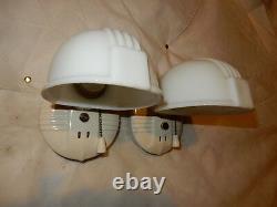 Pr. Art Deco Bathroom Porcelain and Milk Glass Wall Sconce-3 Pr. Avail