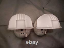 Pr. Art Deco Bathroom Porcelain and Milk Glass Wall Sconce-3 Pr. Avail