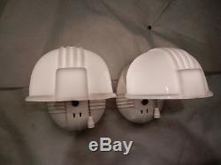 Pr. Art Deco Bathroom Porcelain and Milk Glass Wall Sconce-3 Pr. Avail