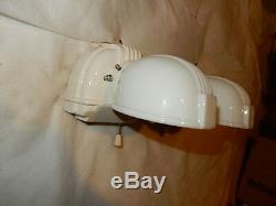 Pr. Art Deco Bathroom Porcelain and Milk Glass Wall Sconce-ORIGINAL