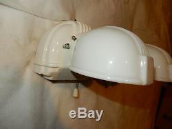 Pr. Art Deco Bathroom Porcelain and Milk Glass Wall Sconce-ORIGINAL