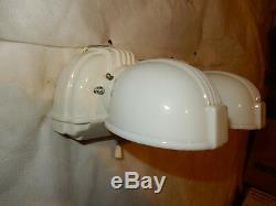 Pr. Art Deco Bathroom Porcelain and Milk Glass Wall Sconce-ORIGINAL
