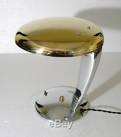 Pr Art Deco / Bauhaus Ceramic / Brass Bulbed Cylinder Form Table Lamps Lights