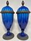 Pr French Art Deco Sevres Paul Milet Porcelain Bronze Urn Vase Blue Flambe Wlids
