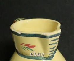 Quimper Soleil Yellow teapot gravy boat & small pitcher Breton Women France 1930