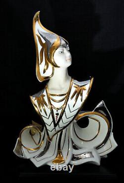 RARE 18 P. Artisticas Turis ART DECO NOUVEAU Woman Bust Figurine Sculpture GOLD