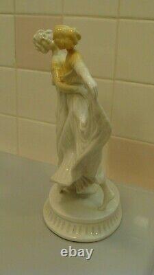 RARE 1913 GORGEOUS Antique Art Deco Porcelain 2 Dancing Ladies Figurine, Signed