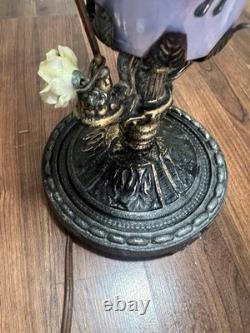 RARE Antique 1925 Art Deco Table Lamp ALMCO Lamp Brass Flowers & Porcelain Body