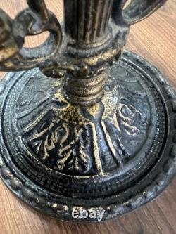 RARE Antique 1925 Art Deco Table Lamp ALMCO Lamp Brass Flowers & Porcelain Body