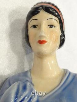 RARE Antique Art Deco Porcelain Flapper Figure Lamp, A L Warner Nancy China Inc