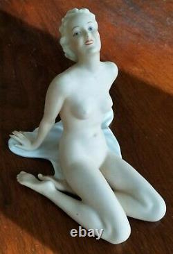 RARE Antique Germany SCHAU BACH KUNST Nude Woman Porcelain Figurine Art Deco