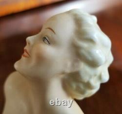 RARE Antique Germany SCHAU BACH KUNST Nude Woman Porcelain Figurine Art Deco