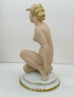 RARE Art Deco Gerold Tettau Porzellan German Bavaria Kneeling Nude Lady Figurine