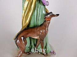 RARE CAPODIMONTE GIUSEPPE CAPPE LADY WITH DOG 1920's c. 1959