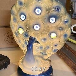 RARE Ernst Bohne Peacock Porcelain Antique Night Light Lamp imperfect