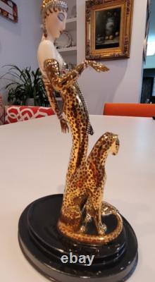 RARE Erté Ocelot Figurine Franklin Mint Excellent Cond Art Deco 9