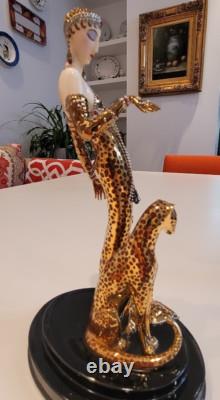 RARE Erté Ocelot Figurine Franklin Mint Excellent Cond Art Deco 9