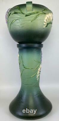 RARE Roseville Pottery Freesia Green 669-8 Jardiniere Vase Pot + Pedestal Stand