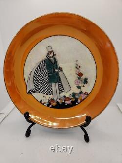 RARE Vintage Noritake Porcelain Art Deco Luster Ware Man Checkered Cape Plate