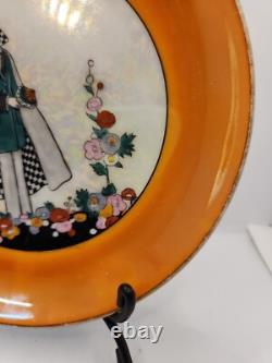 RARE Vintage Noritake Porcelain Art Deco Luster Ware Man Checkered Cape Plate