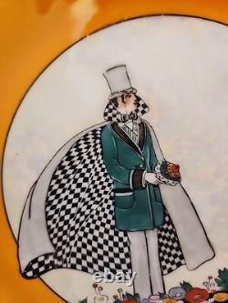 RARE Vintage Noritake Porcelain Art Deco Luster Ware Man Checkered Cape Plate