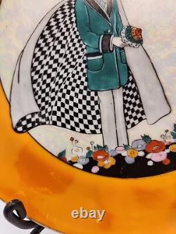 RARE Vintage Noritake Porcelain Art Deco Luster Ware Man Checkered Cape Plate