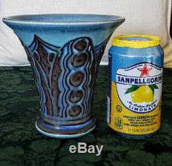 ROOKWOOD 1928 Rare Blue & Browns Flared Top Vase Elizabeth Barrett