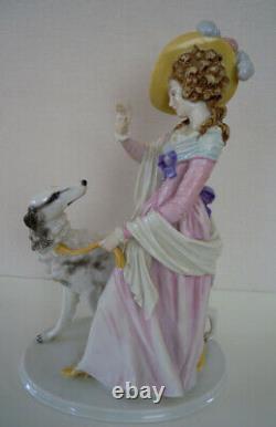 ROSENTHAL Art Deco Figur Dame + Barsoi OPPEL 1553 PORCELAIN LADY BORZOI FIGURINE