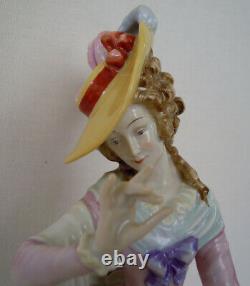 ROSENTHAL Art Deco Figur Dame + Barsoi OPPEL 1553 PORCELAIN LADY BORZOI FIGURINE
