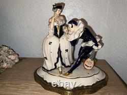 ROYAL DUX Antique Porcelain Figurine Columbine and Jester courting ART DECO