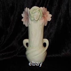 ROYAL DUX Bohemia Bisque Art Nouveau Deco Lady Vase Blush Porcelain Flowers