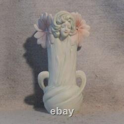 ROYAL DUX Bohemia Bisque Art Nouveau Deco Lady Vase Blush Porcelain Flowers