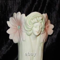 ROYAL DUX Bohemia Bisque Art Nouveau Deco Lady Vase Blush Porcelain Flowers