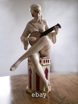 RRR RARE Antique Vintage Royal Dux. Large Banjo Player. Art Deco