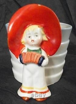 Rare 1930's art deco Goebel crown mark incised boy figurine planter