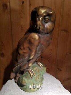 Rare Amphora Czechoslovakia Hand Painted Porcelain Owl Bird Sculpted Figure 11