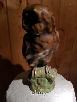 Rare Amphora Czechoslovakia Hand Painted Porcelain Owl Bird Sculpted Figure 11