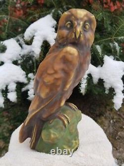 Rare Amphora Czechoslovakia Hand Painted Porcelain Owl Bird Sculpted Figure 11