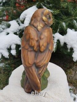 Rare Amphora Czechoslovakia Hand Painted Porcelain Owl Bird Sculpted Figure 11