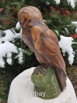 Rare Amphora Czechoslovakia Hand Painted Porcelain Owl Bird Sculpted Figure 11