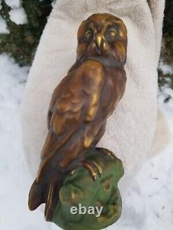 Rare Amphora Czechoslovakia Hand Painted Porcelain Owl Bird Sculpted Figure 11